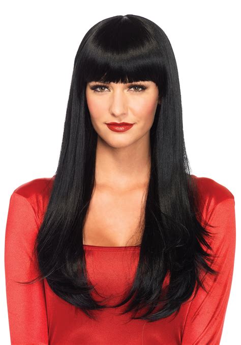 black wig with bangs long